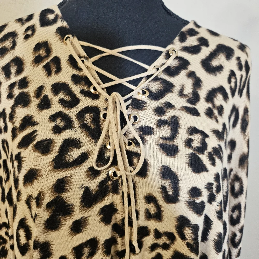 Chico's Animal Print Knit Poncho - Picture 3 of 7